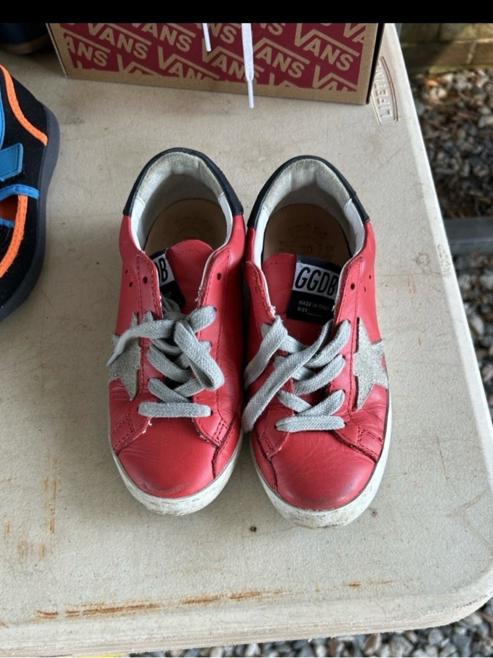 Golden Goose Red Kids Leather Sneakers with Star Detail Size 30